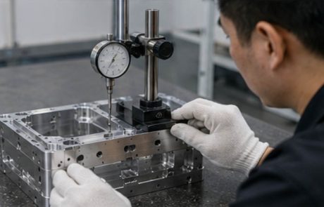 CNC machined part dial indicator inspection